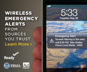 Poster from FEMA showing what a Wireless Emergency Alert (WEA) will look like on your phone. This one mentions a tornado.