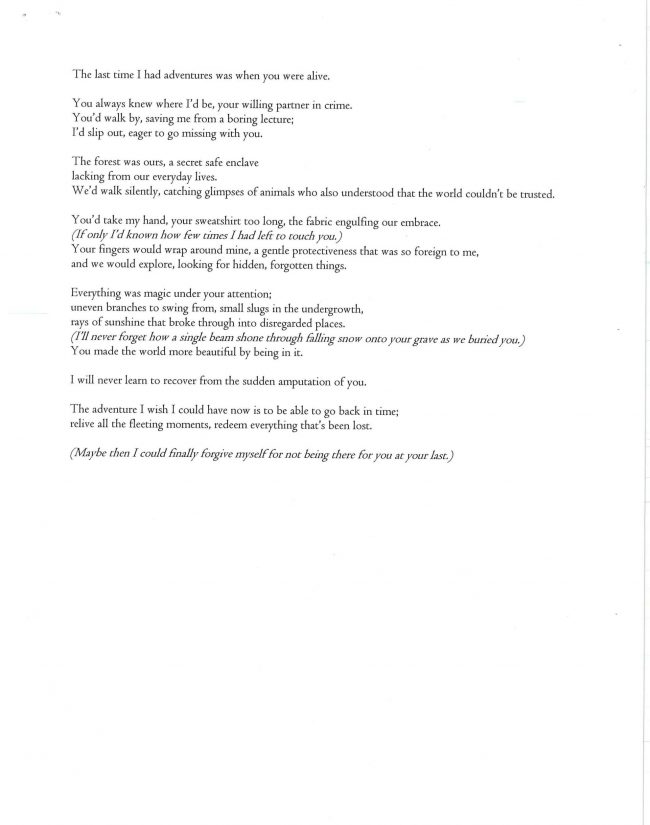Adult Honorable Mention - Bonnie Fay, The End of an Era Always Comes Too Soon