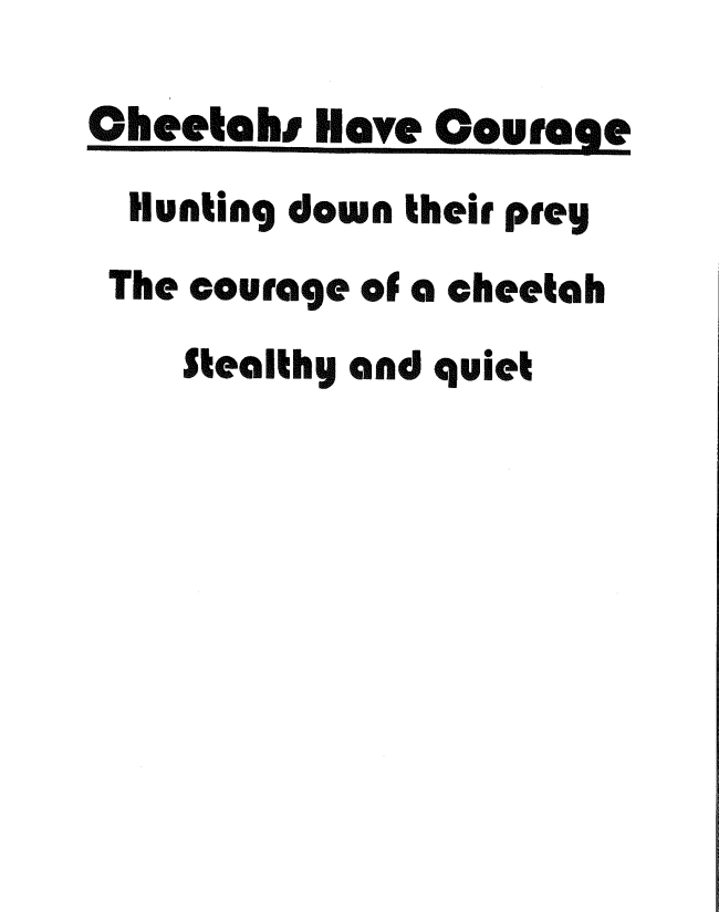 Corey Piazza Cheetahs Have Courage Corey Piazza Cheetahs Have Courage