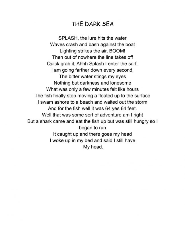Middle School Honorable Mention - Cole Falk, The Dark Sea