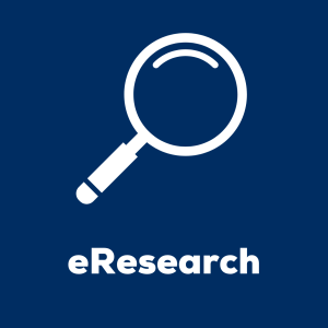 A magnifying glass with the words "eResearch" underneath