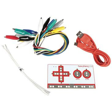 Wires, USB Cord, and control board that make up the Makey Makey