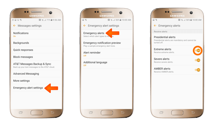 samsung galaxy emergency alert settings